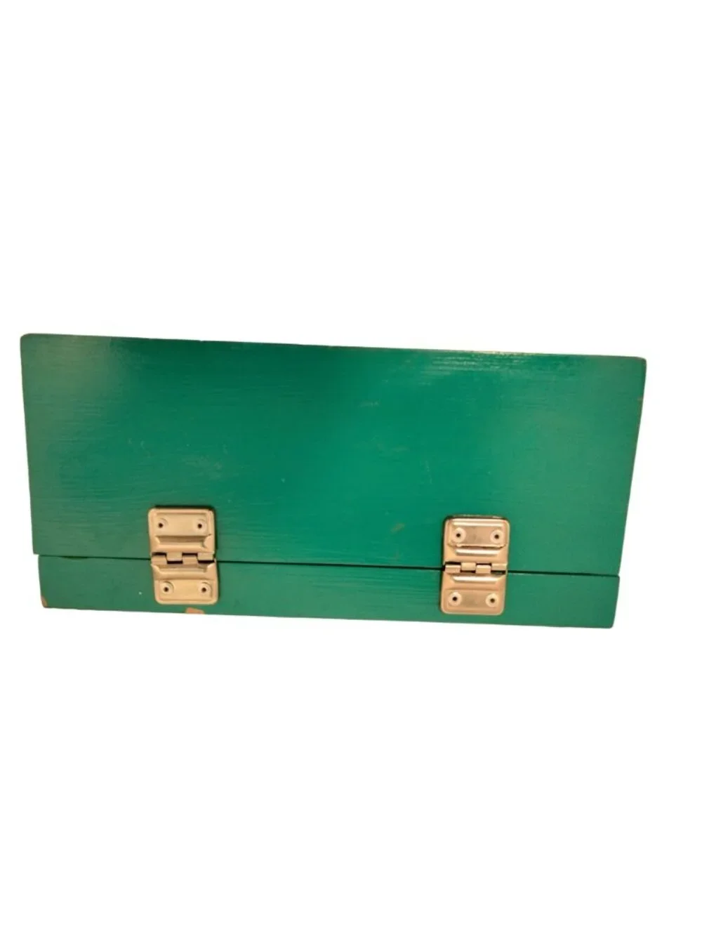 Hand Painted Wood Lunchbox Hippos Storage Box Africa Scene Handmade Blue 3D
